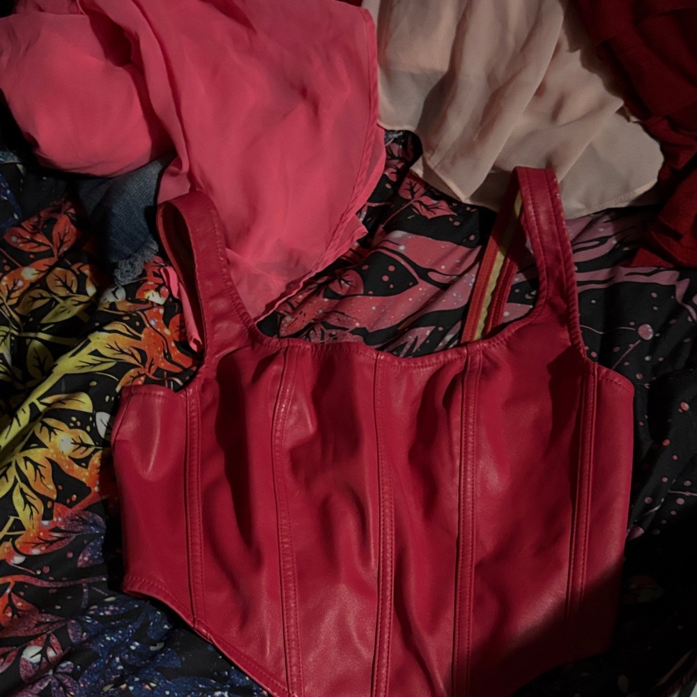 Sincerely Jules Vibrant Red Faux Leather Top